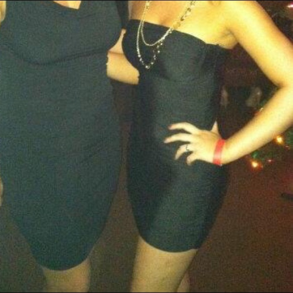 Strapless Black Ruched Dress